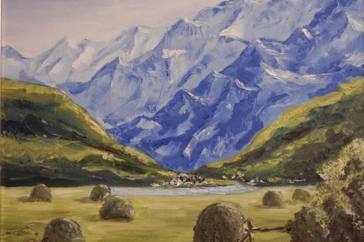 картина, альпийский пейзаж